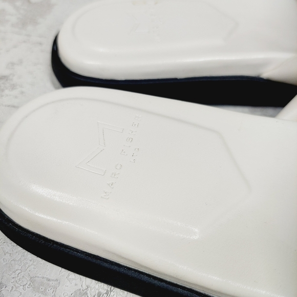 New Marc Fisher Yessy White Leather Slide Sandals F966 - Picture 10 of 12
